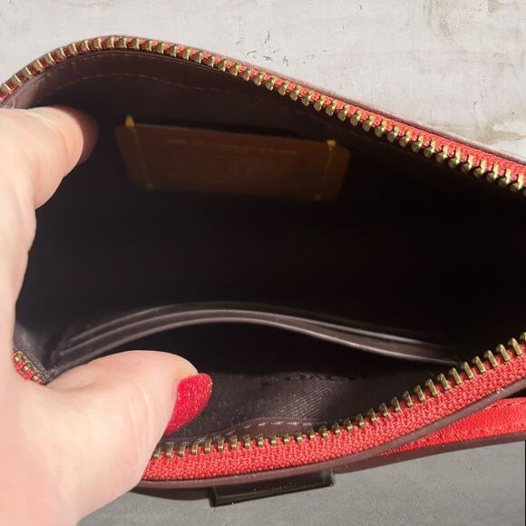 Coach Dreamer Signature Red Clutch Wristlet - Picture 7 of 8